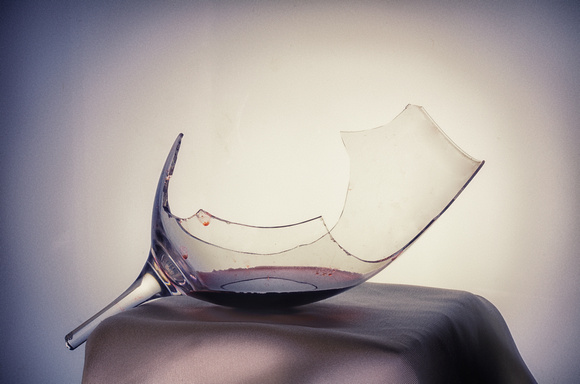 Broken Wine Glass with Wine